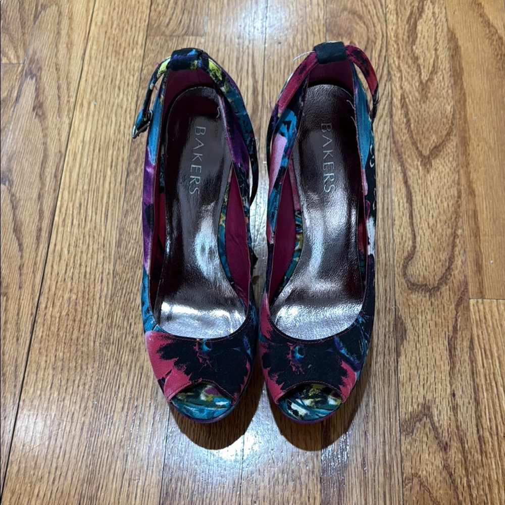 Bakers Women's Multicolor Peep Toe Heels